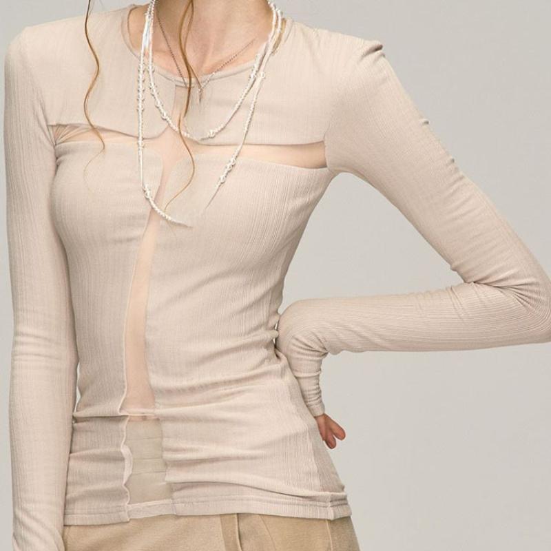 See Through Sexy Black Gothic Tshirts Y2k Aesthetic Cross Gauze Patchwork Women Tees Casual Grunge Harajuku T-shirt Femme