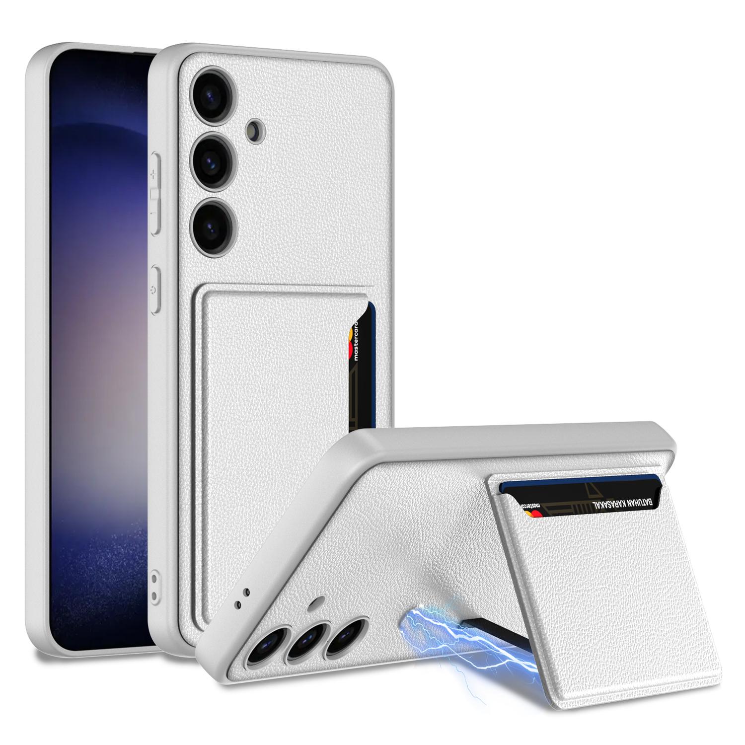 

GKK For Samsung Galaxy S24+ Phone Case Magnetic Folding Kickstand Cover with Card Slot Silver