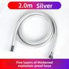 Pvc Pipe 2m/1.5m/1.0m Super Soft Silicone Shower Hose Anti-twist Gun Metal Bathroom Pipe Long Water Pipe High Quality