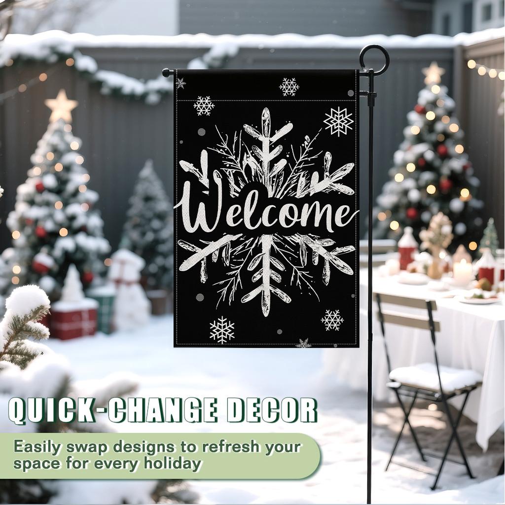 Christmas snowflakesGarden Flag 12x18 Inch Double Sided for Courtyard Outdoor Welcome Flag Decoration (Excluding flagpole)