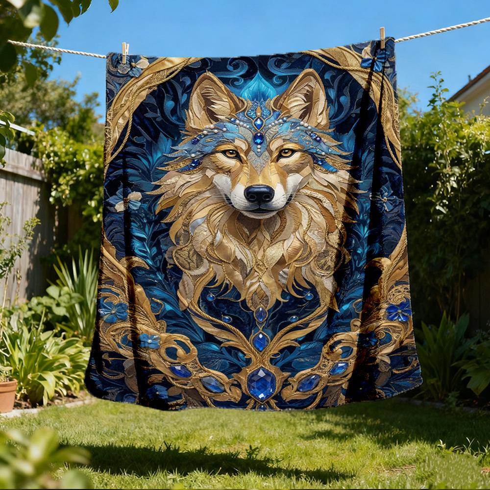 

1pc Wolf ArtworkOutdoor Blanket, Soft And Comfortable Blanket, Casual Warm Outdoor Blanket, Good Birthday Gift yy260328094 75x90cm
