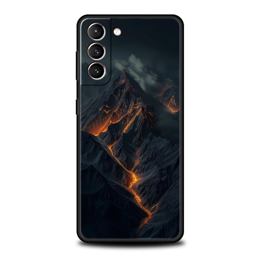 Black Mountain Peak Phone Case for Samsung Galaxy S26 S25 S24 S23 S22 S20 S21 FE Ultra S25 Edge Plus 5G Soft TPU Cover Funda Bag