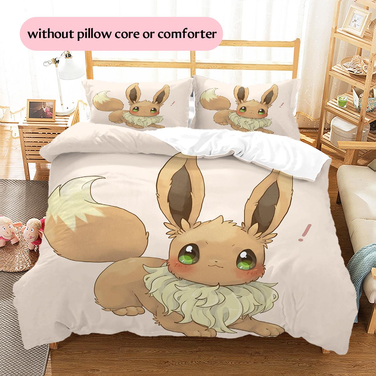 

Eevee Pattern Bedding Home Decoration Birthday Gift (1 * duvet cover + 2 * pillowcase, without core) 200x200cm