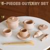 Wooden Play House Afternoon Tea Primary Color Tea Art Kitchen Set Simulation Teapot Teacup Chessile Kitchen Toys