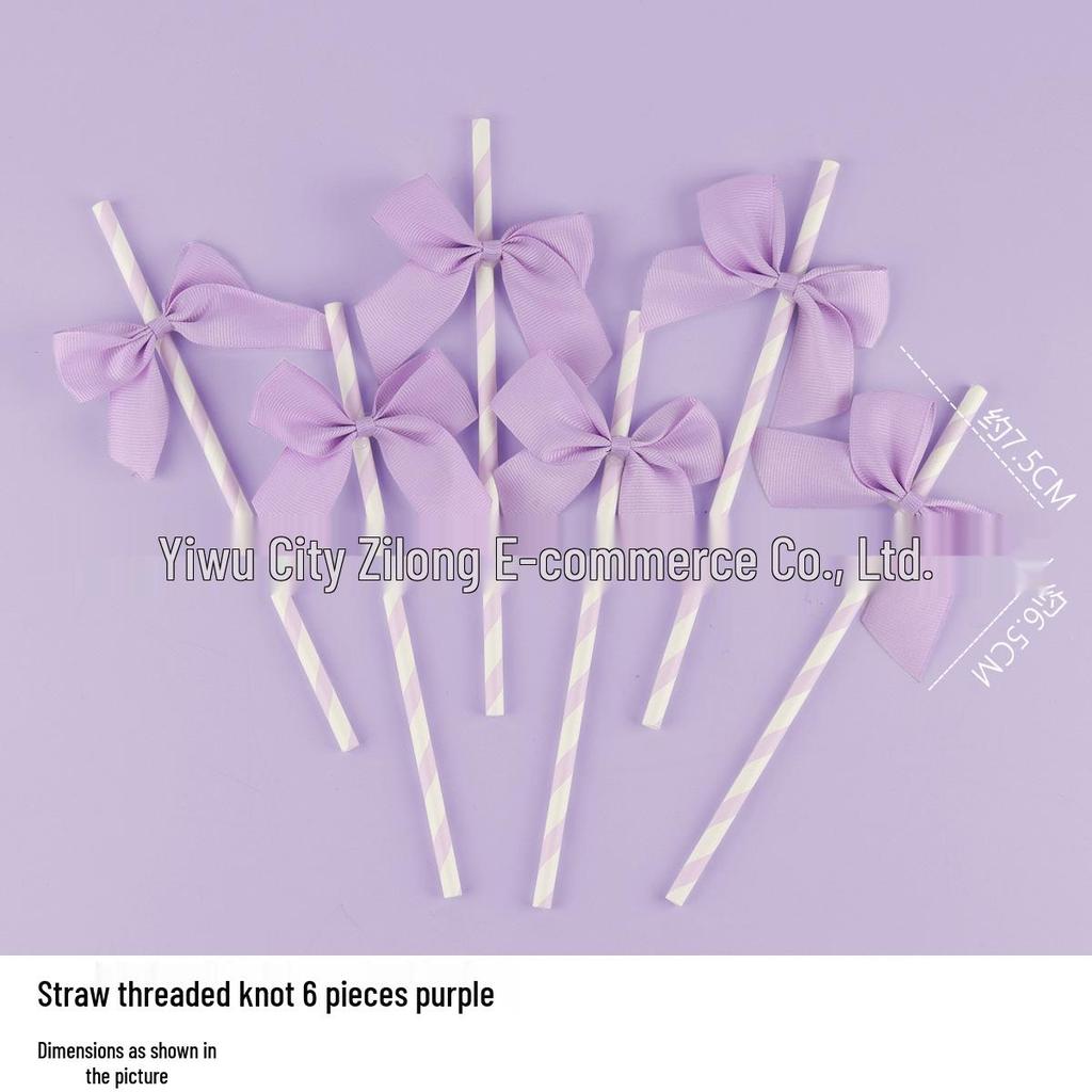 Disposable Paper Straw Bow for Children's Birthday Cupcake Decoration