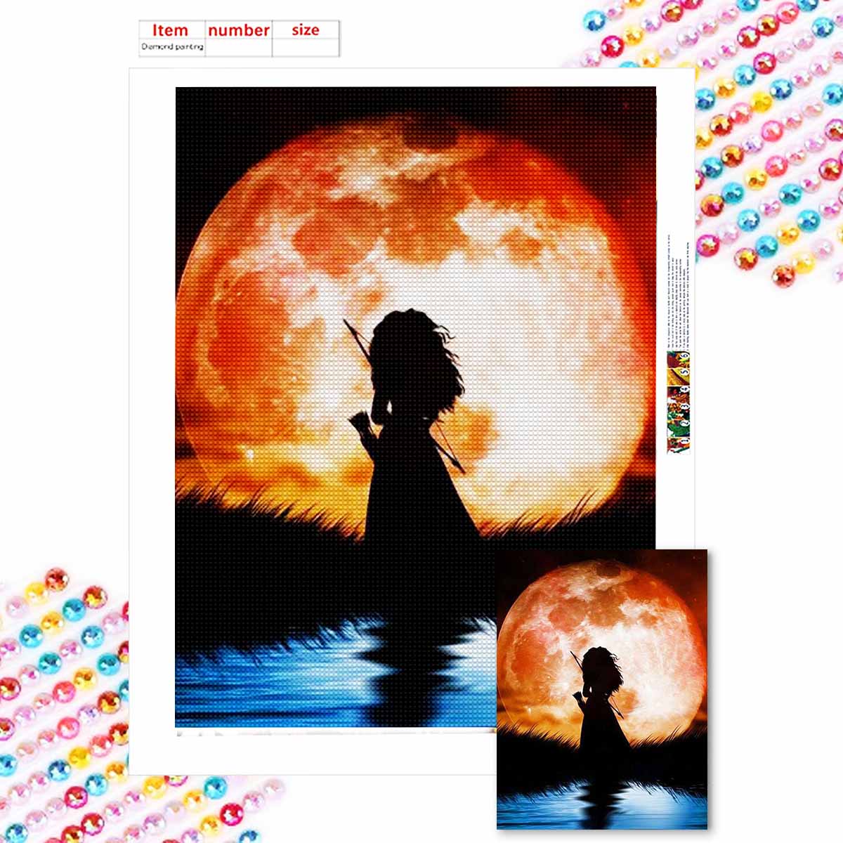 

Полная круглая алмазная живопись Принцесса-лучница Искусство Стразы Картина Мозаика DIY 5D Вышивка крестом Домашнее украшение Round 20x30cm