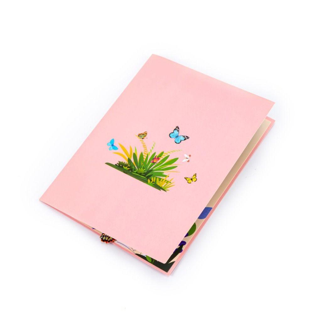 Papírová 3D vyskakovací kytice karta Motýl Květina Papírové květiny Pohlednice Máma Manželka