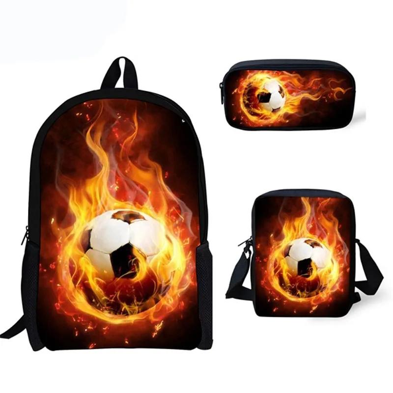 3pcs/set Soccer Backpack Bag Cartoon Football Pattern School Bags Boys Student Large Capacity Children Backpack Mochila Feminina