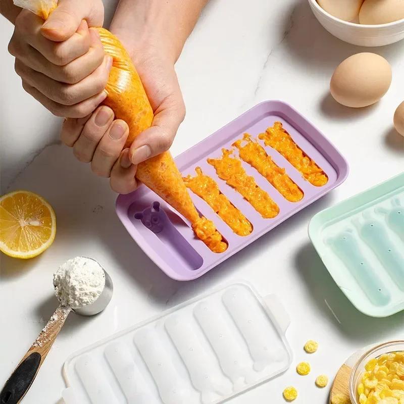 Sausage Maker Mould 6 Grids Silicone DIY Ham Hot Dog Making Moulds With Lid Kitchen Household Sausages Cake Baking Tools Molds