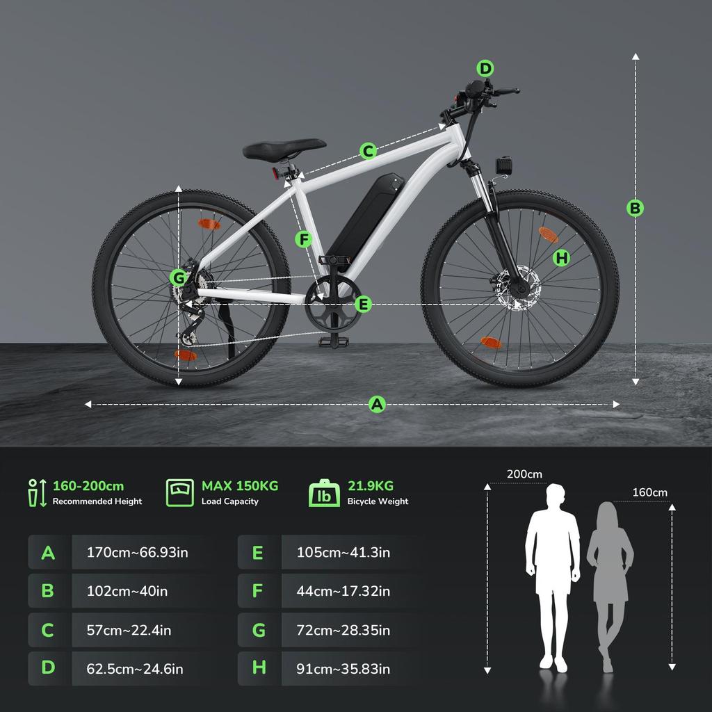 isinwheel M10 Electric Bike: 100km Range, 500W Motor, Shimano 7-Speed & LCD Display - 150kg Load Capacity