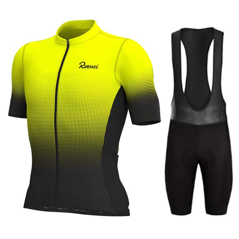 Rvouei Team Cycling Jersey Set Summer Bicycle Suit Quick Drying Bib Shorts Clothes Mtb Maillot Ropa Ciclismo Mountain Bike Wear
