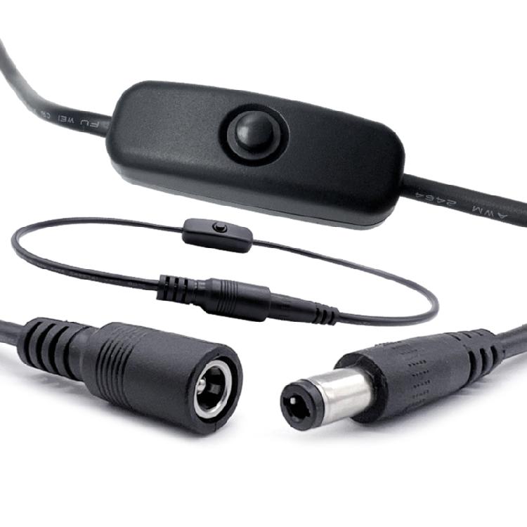 Flexible DC5521 Female To Male Extension Cord With Push Button Switches For Routers CCTV And Small Appliances