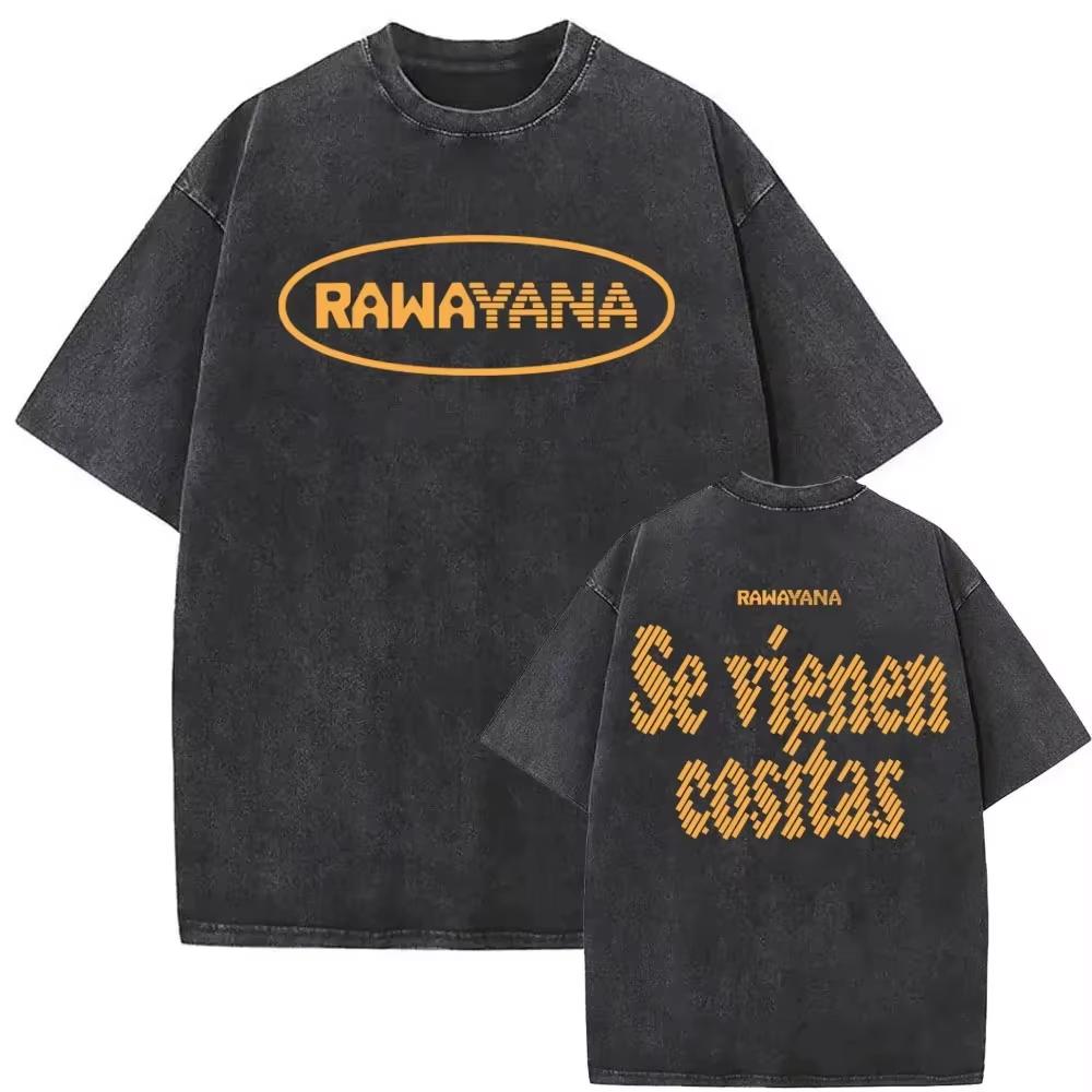 Rawayana ¿Donde Es El After Album Tour Vintage Washed T Shirts Men Clothes Hip Hop High Street T Shirt Summer Casual Tee Tops Streetwear