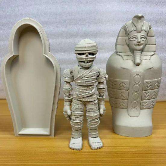 3D Printed Pharaoh Mummy Figurine Movable Joints Mummy Statue Articulated Sculpture Model Toy Home Office Desktop Decoration Ornament