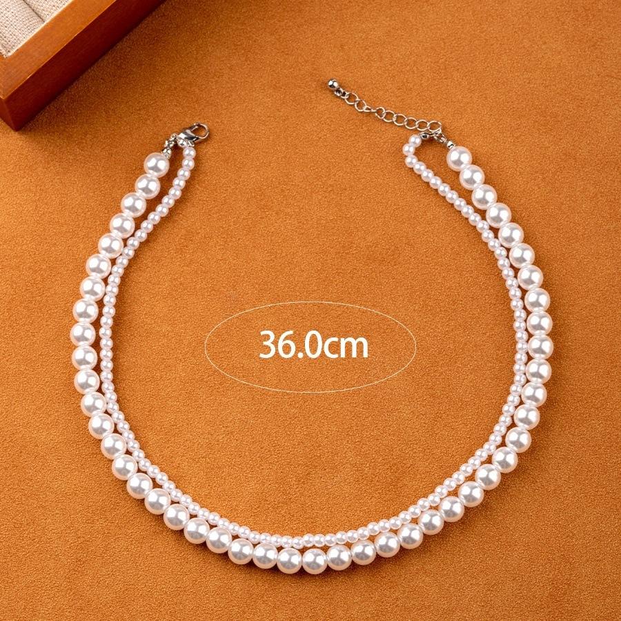 Podwójny naszyjnik z koralików elegancki łańcuszek na szyję łańcuszek na obojczyk perłowy lekki luksusowy łańcuszek