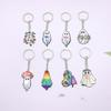 Double Sided Printed Acrylic Halloween Keychain Cartoon Ghost Pendant Charm Women Key Ring