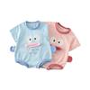 Baby Girl Summer Short-Sleeve Cartoon Romper - Newborn Snap Crotch One-Piece
