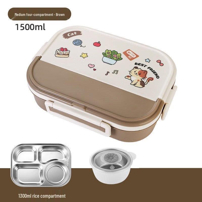 ZISIZ Portable 316 Stainless Steel Divided Lunch Box