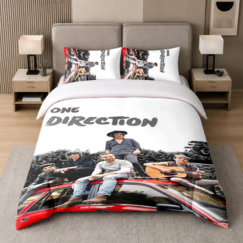 3-teiliges Bettwäsche-Set, One Direction 1 Bettbezug und 2 Kissenbezüge, Bedruckte Bettwäsche-Dekoration für Gästezimmer