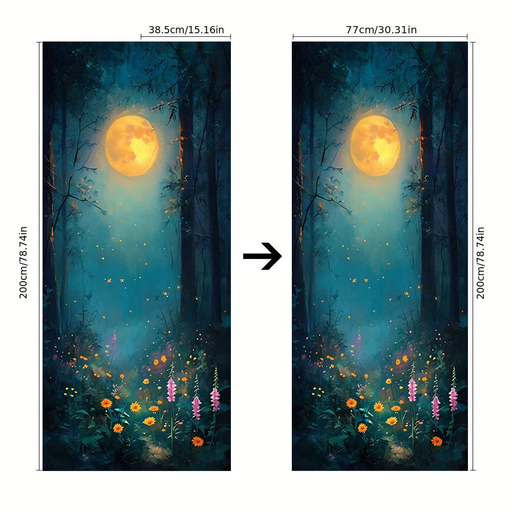 1pcs Dream Forest Moonlight Door Stickers, 3D Fluorescent Wall Stickers, Children's Room Bedroom Living Room Decoration Stickers