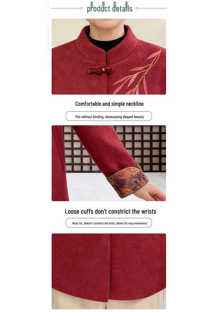 Women's Woolen Coat for Middle-Aged and Elderly: Autumn/Winter Chinese-Style for Mother and Grandmother