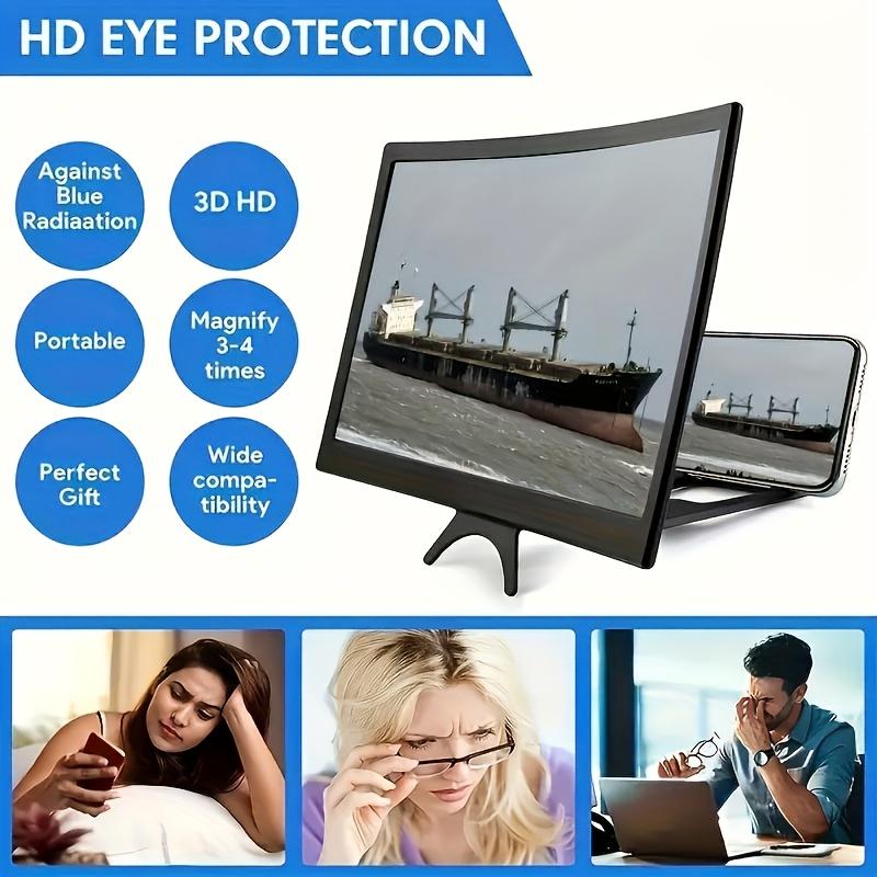 12 Inch 3D Phone Screen Magnifier Stand - Ultra HD Anti Glare & Blue Light Filter for Movies,Portable Personal Cinema Experience