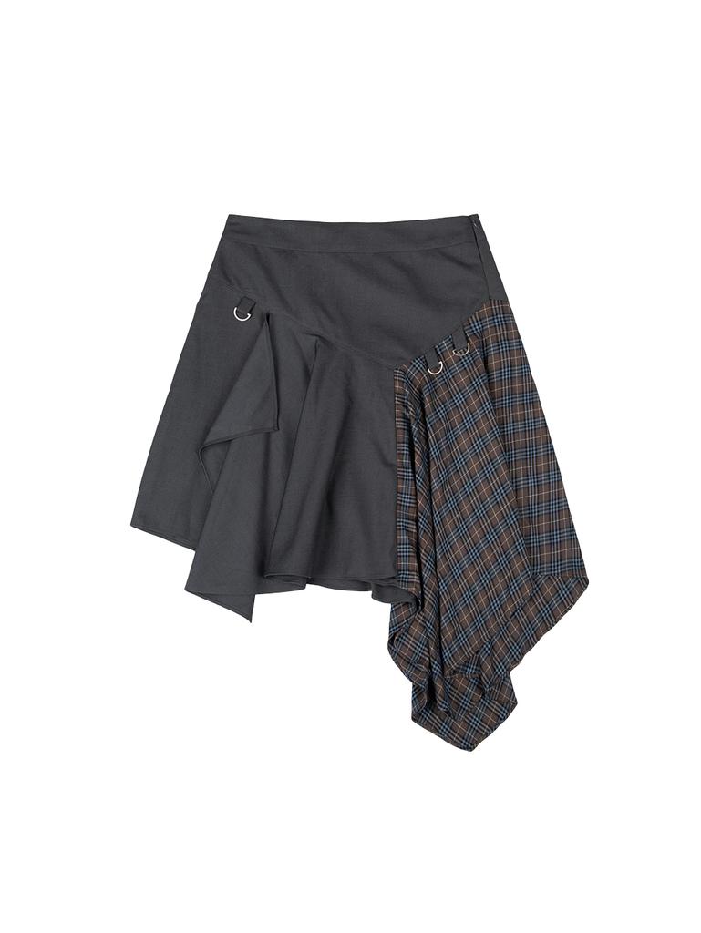 TUOMIO Layered Asymmetric Skirt [Charcoal]