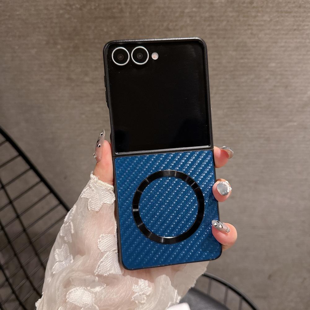 Carbon Fiber Pattern Magnetic Case For Samsung Galaxy ZFlip 7 6 5 4 Z Fold 7 6 5 Wireless Charging Protective Phone Cover