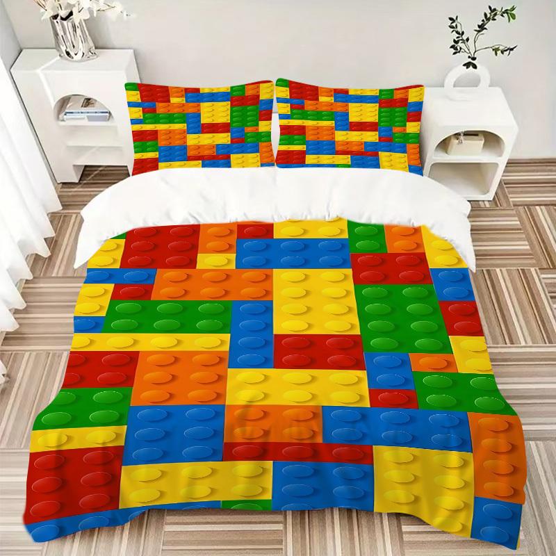 3-delige beddengoedset Bouwsteen legpuzzel Bevat 1 Dekbed + 2 Kussenslopen, Zonder Kussenvullingen, Zacht Comfortabel, Lichtgewicht Br