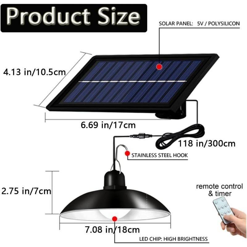 Solar Shed Light, Indoor Outdoor Solar Powered LED Shed Light Barn Light with Remote Control with Polycrystalline Solar Panels