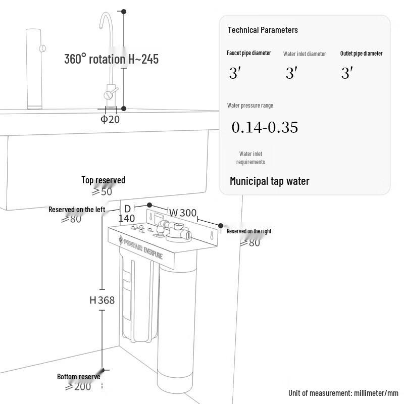Everpure Combo-4FC-LS-plus Under-Sink Water Purifier CN plug (adapter included)