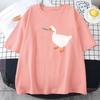 Summer Round Neck Cute Duck Pattern Printed Top Fashionable Casual Pure Cotton Short Sleeved Women's T-shirts