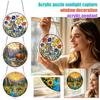 Acrylic Sun Catcher Window Hanging Ornament Featuring Bear and Mountain Landscape Design with Chain for Indoor Outdoor Decoration