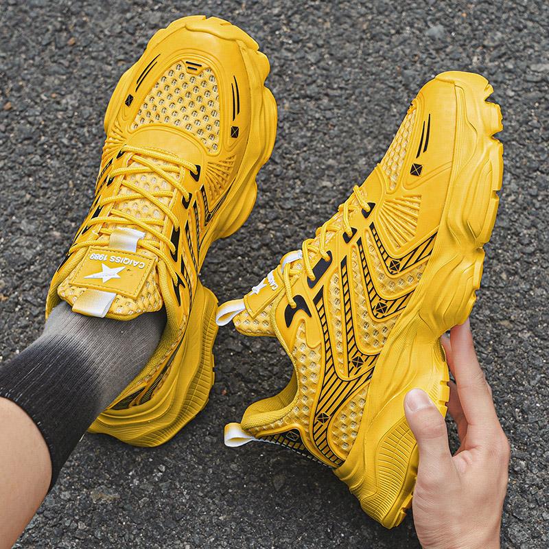 Men's Shoes Fashion Korean Mesh Thick Bottom Shoes Outdoor Anti-slip Lightweight Comfortable Shock-absorbing Sneakers Casual Breathable Running Shoes