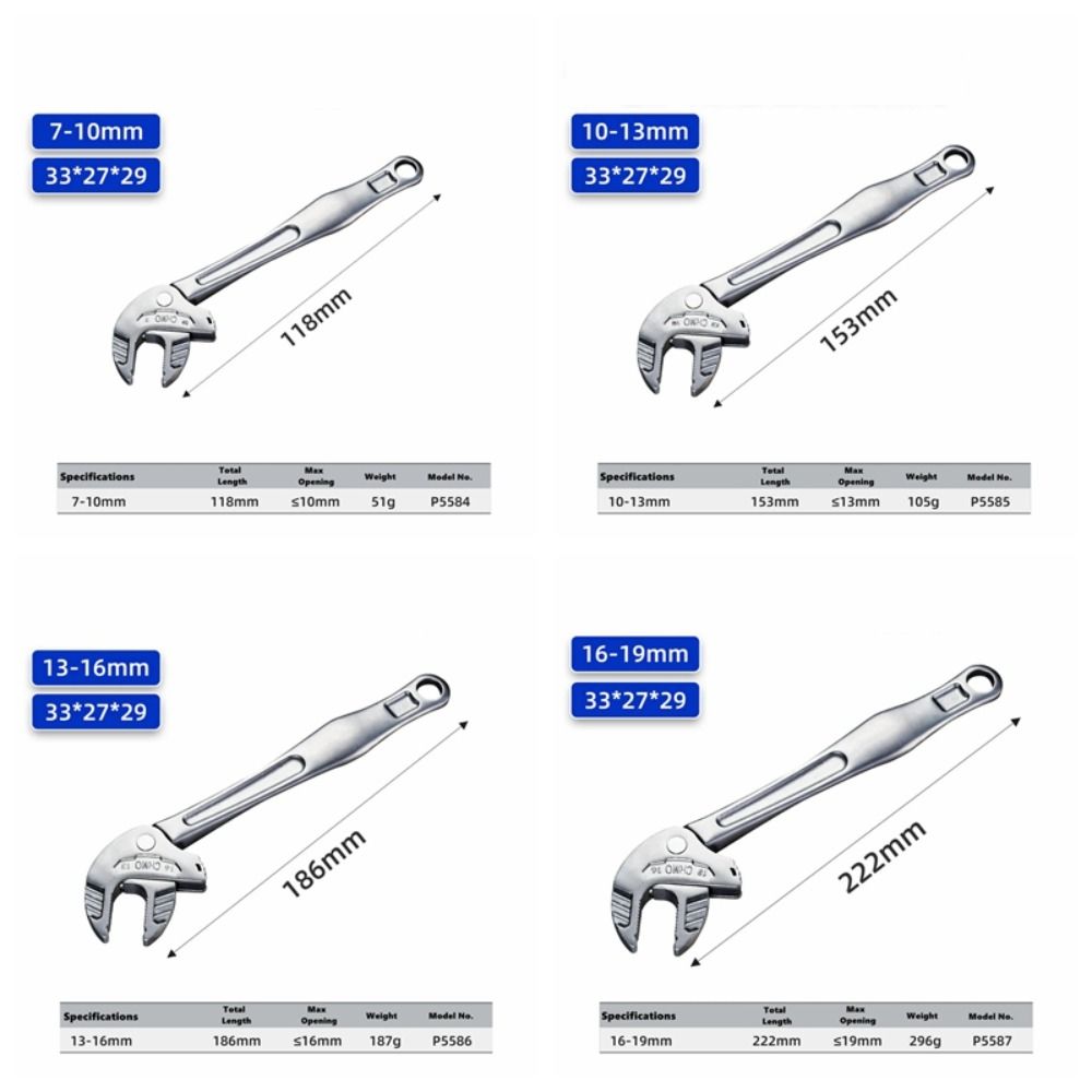 Chromium-molybdenum Steel Crab Claw Wrench Heavy-Duty Adjustable Adjustable Ratchet Wrench Multifunctional Self-Locking Wrench