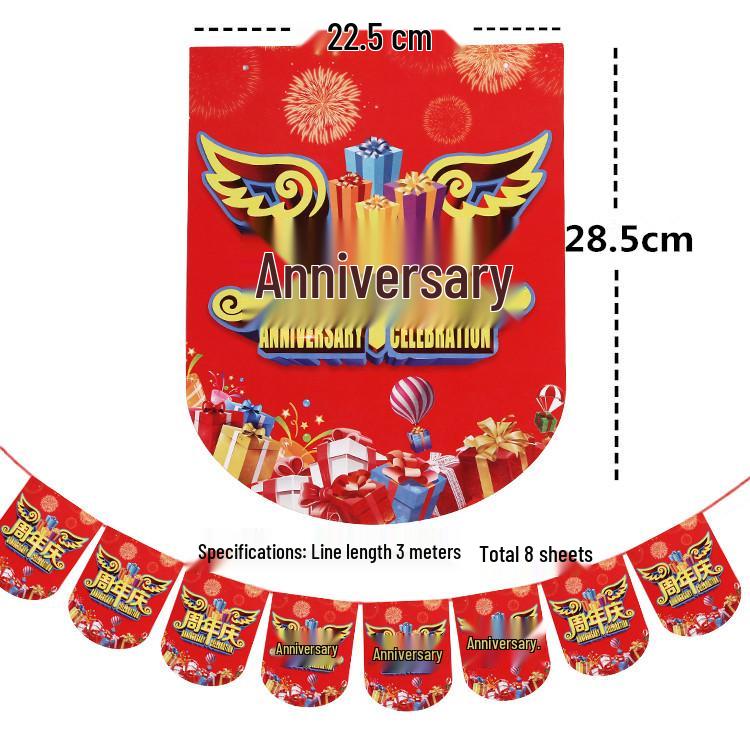 Anniversary Celebration Hanging Flag - Creative Decorations with String Flags