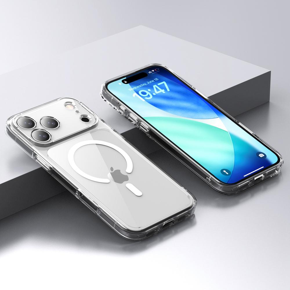 KEYSION Shockproof Transparent Case for MagSafe for iPhone 17 Pro Max Clear TPU+PC Magnetic Wireless Charging Phone Back Cover