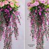 Indoor Rose Wall Hanging - Faux Flower Rattan Vines for Living Room Décor