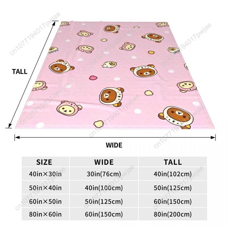 Rilakkuma Cartoon Flannel Blanket Super Warm Throw Blanket for Couch Chair Decorative Print Bedspread Sofa Bed Cover