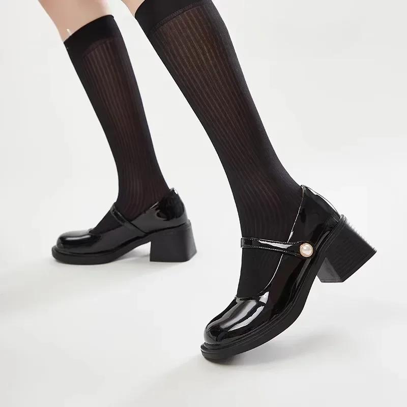 Ladies Shoes 2025 Hot Sale Buckle Strap Women's High Heels Fashion Shallow Office and Career Round Toe Pumps New Mary Jane Shoes