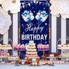 Blue Silver Happy Birthday Door Banner Decorations for Men Boys, Happy Birthday Door Cover Sign Party Supplies, 16th 21st 30th 40th 50th 60th