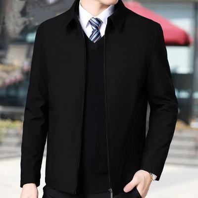 Men's Wrinkle-Resistant Fleece-Lined Jacket - Spring/Autumn, Plus Size, Casual, Business, Dad's Coat