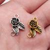 Flower Petal Connectors Botanical Themed Antique Bronze Zinc Alloy Jewelry Making Connect Charms Extender Connectors