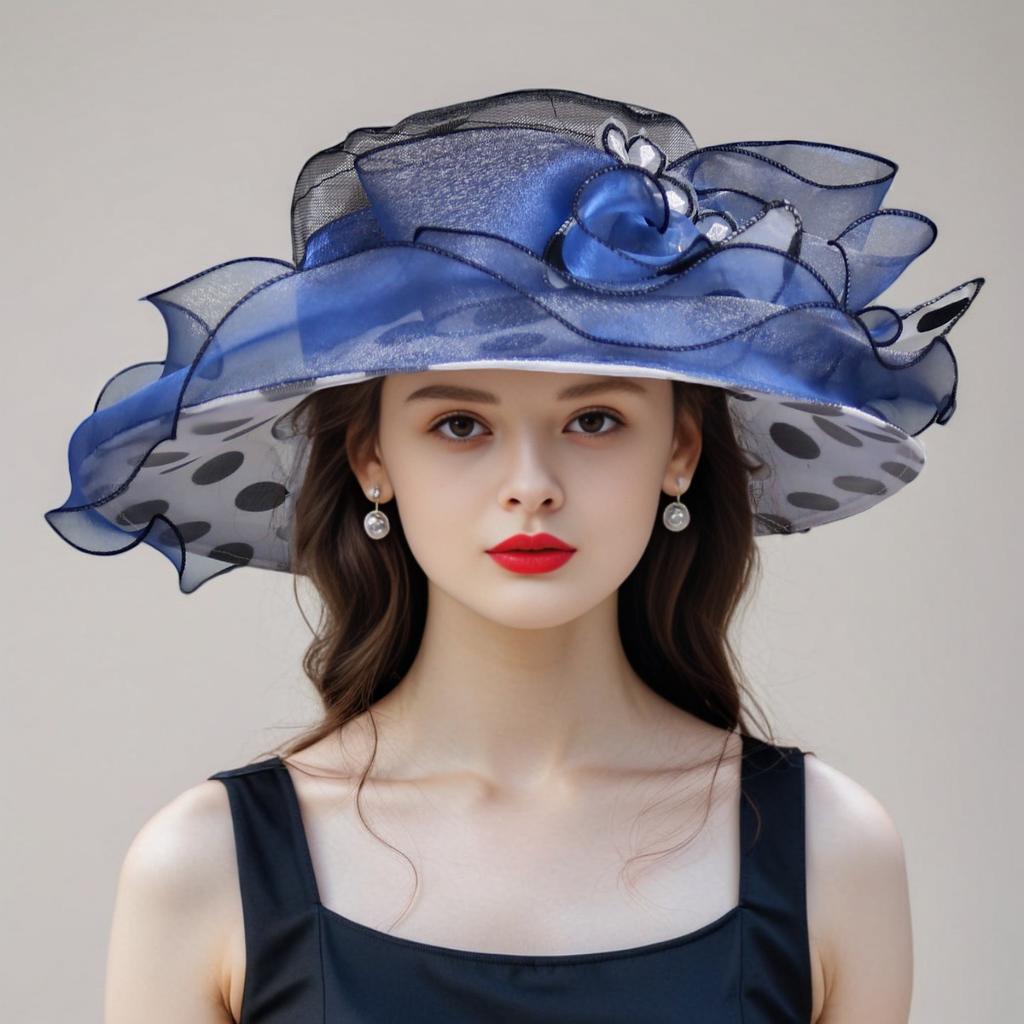 European and American style polka dot big eaves hat sun hat summer ladies elegant fashion hat foldable sun hat seaside beach hat