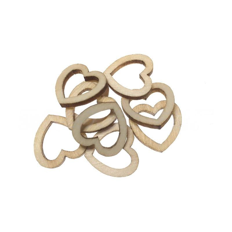 100PCS 20MM Heart Slices Hollow Wooden Heart Love Rustic Decoration Wedding Table Confetti Slices Rustic Embellishments