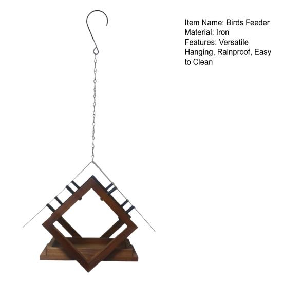 Hanging Birds Feeder Geometric Platform Feeder with Roof Outdoor Rainproof Feeder House Attracts Cardinals Goldfinches Tits for Balcony Yard