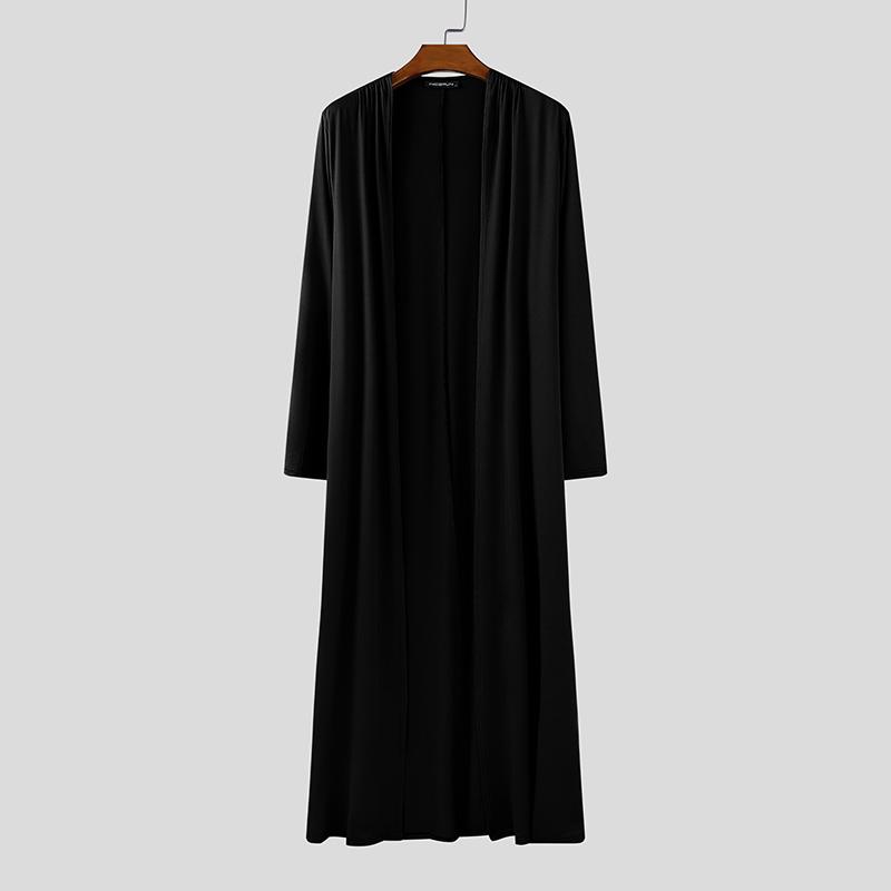 INCERUN S-5XL Men Long Sleeve Open Front Casual Long Cardigan Coats