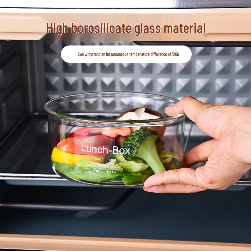 Microwave-Safe Glass Bento Box with Compartments for Office Lunches & Takeout