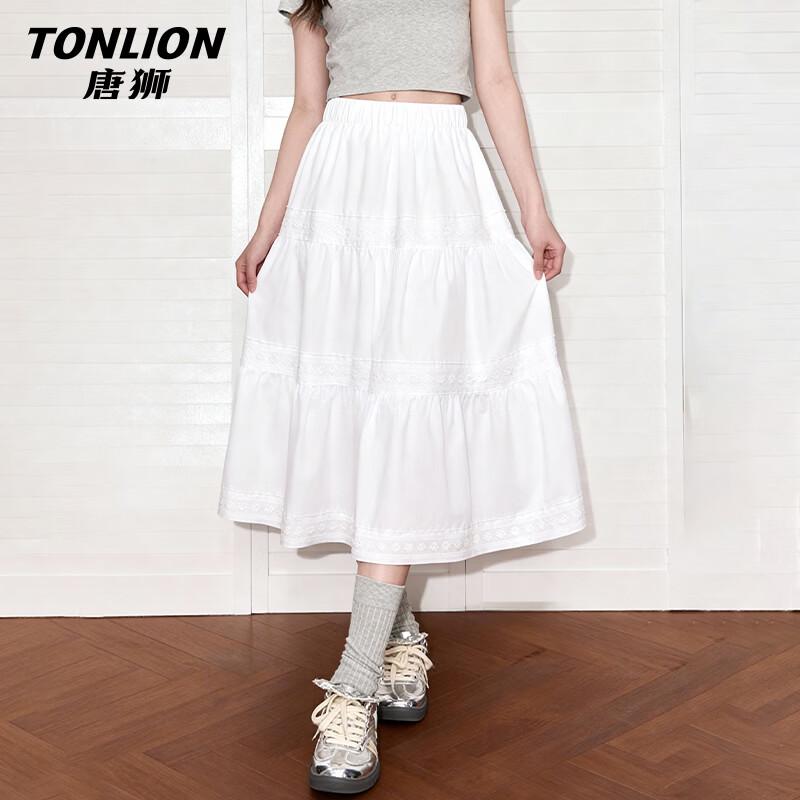 Женская белая многослойная юбка-миди А-силуэта TonLion L