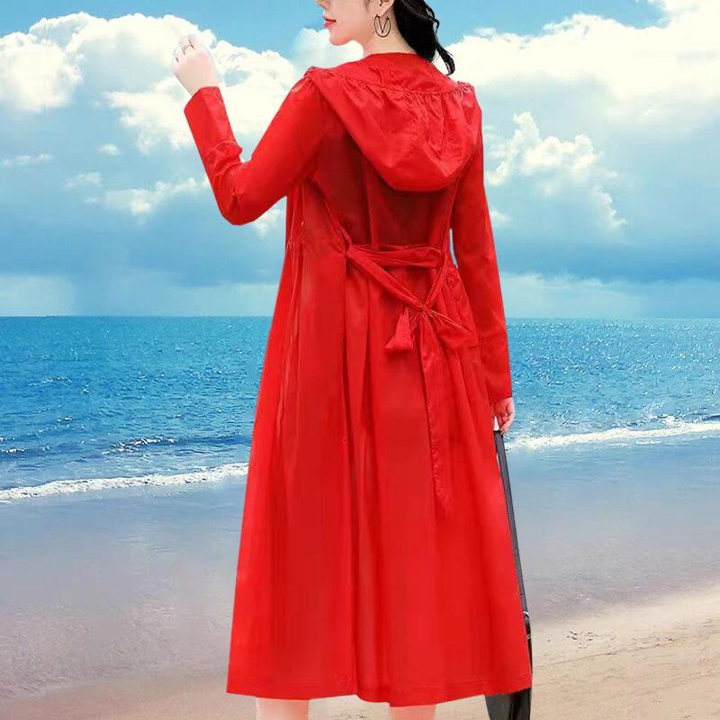 Sunscreen Clothing Women's Summer Long Korean Version of The Loose and Thin Super Fairy Outdoor Hooded Cardigan Sunscreen Clothing Thin Jacket